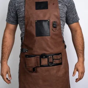 Mandil Parrillero de Piel con porta Cerveza y Destapador