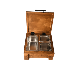 Grill Box triple de madera y acero inoxidable